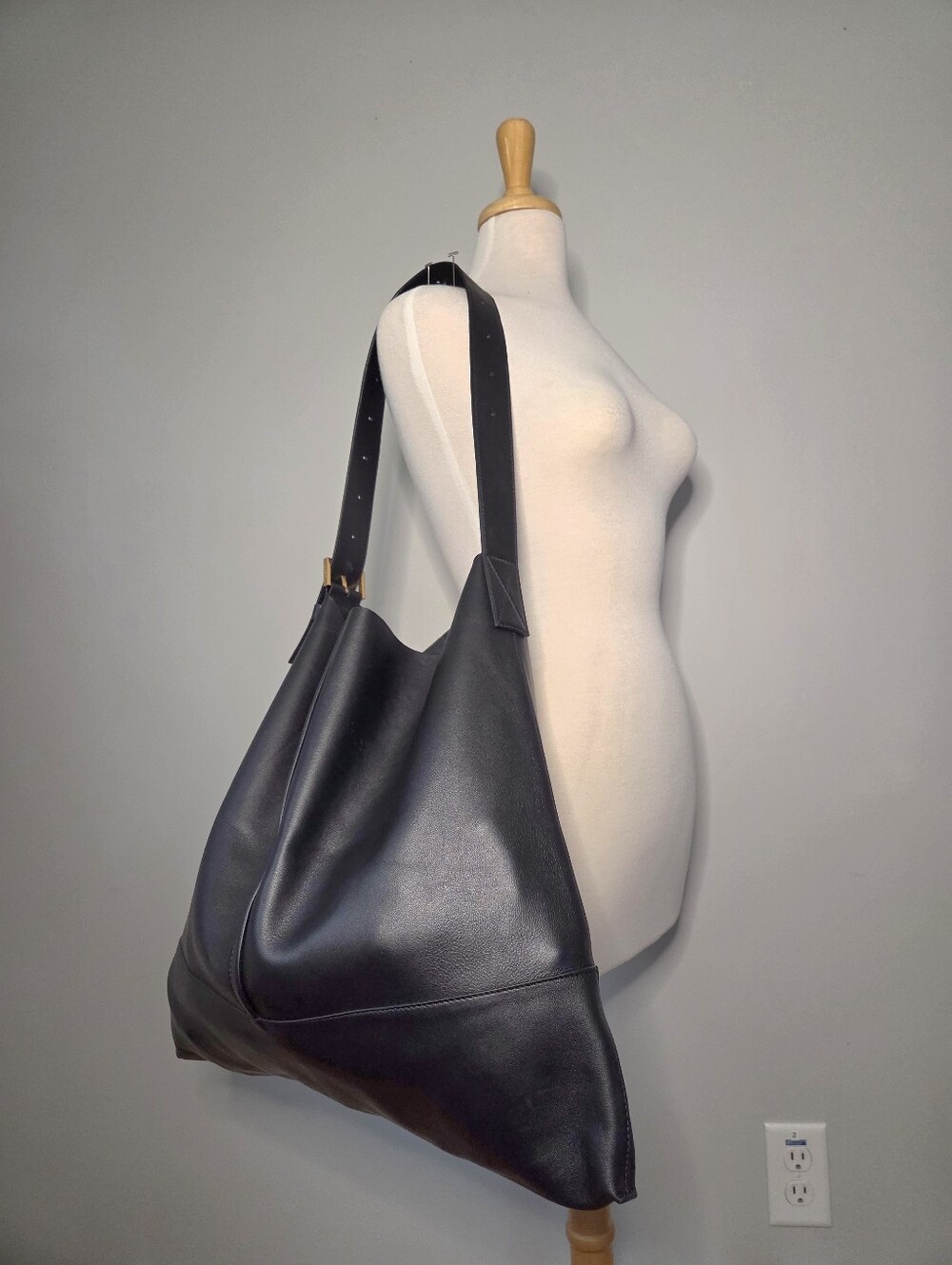 All Saints Black Leather Hobo Bag